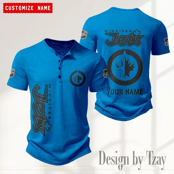 Winnipeg Jets NHL Men's Button Henley Collar T-Shirt New Fashion 2025 SPTMBHCTS128 - Image 2
