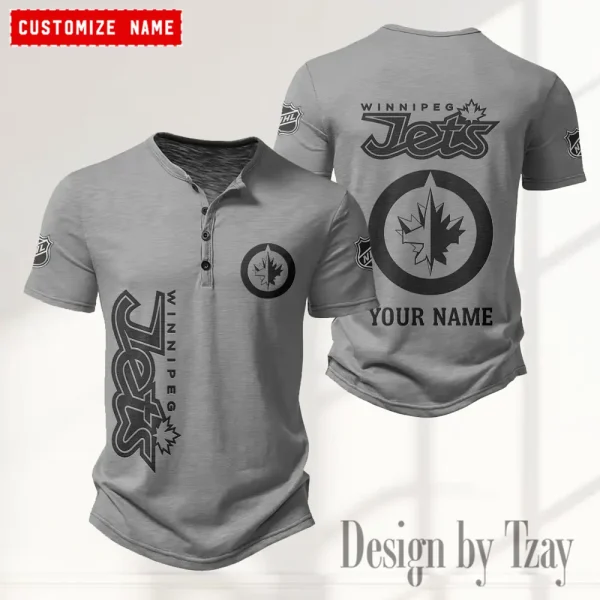 Winnipeg Jets NHL Men's Button Henley Collar T-Shirt New Fashion 2025 SPTMBHCTS128 - Image 3