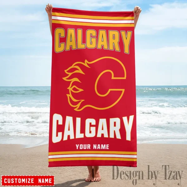 Calgary Flames NHL Beach Towels New 2025 AZBTOWEL514