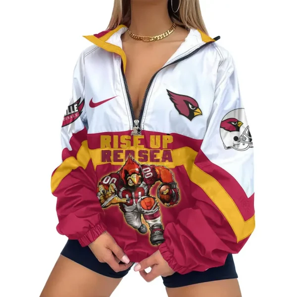 Arizona Cardinals Premium Women's Printed V-Neck Zipper Sweatshirt Jackets New 2025 SPTWVNZS001 - Image 2