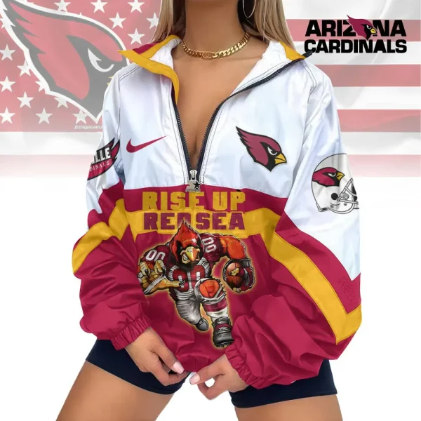 Arizona Cardinals Premium Women's Printed V-Neck Zipper Sweatshirt Jackets New 2025 SPTWVNZS001