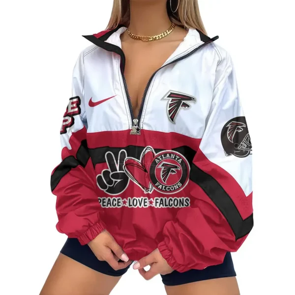 Atlanta Falcons Premium Women's Printed V-Neck Zipper Sweatshirt Jackets New 2025 SPTWVNZS002 - Image 2