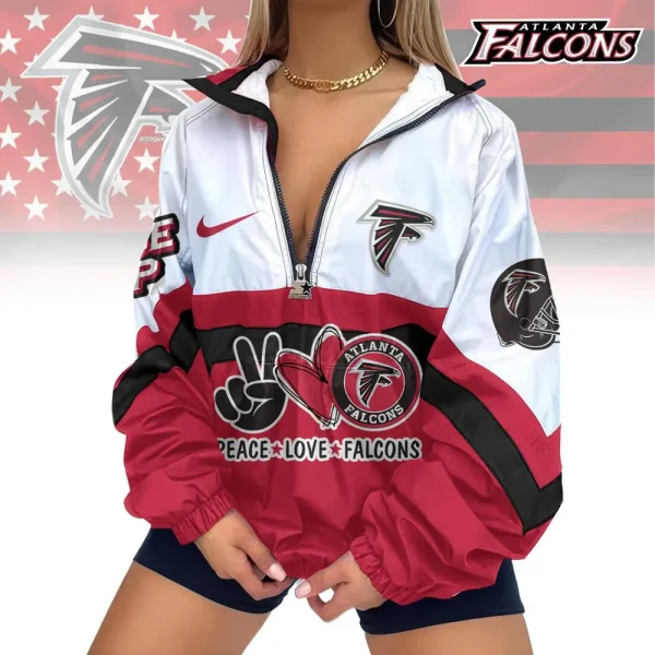 Atlanta Falcons Premium Women's Printed V-Neck Zipper Sweatshirt Jackets New 2025 SPTWVNZS002