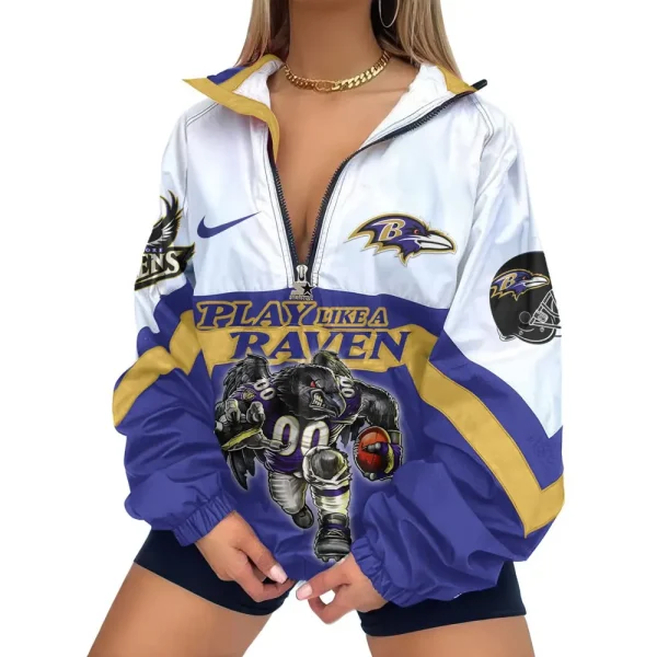 Baltimore Ravens Premium Women's Printed V-Neck Zipper Sweatshirt Jackets New 2025 SPTWVNZS003 - Image 2
