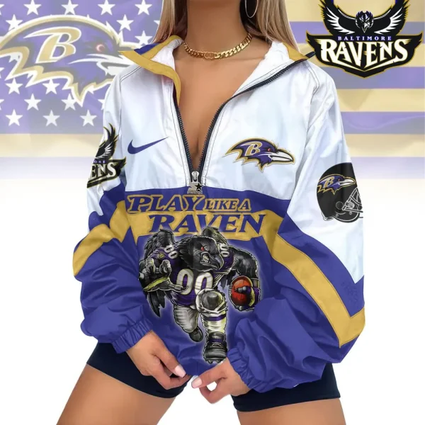 Baltimore Ravens Premium Women's Printed V-Neck Zipper Sweatshirt Jackets New 2025 SPTWVNZS003