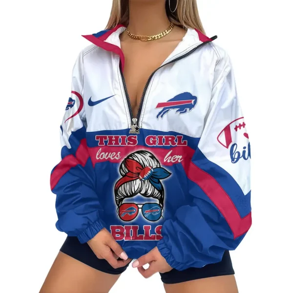 Buffalo Bills Premium Women's Printed V-Neck Zipper Sweatshirt Jackets New 2025 SPTWVNZS004 - Image 2