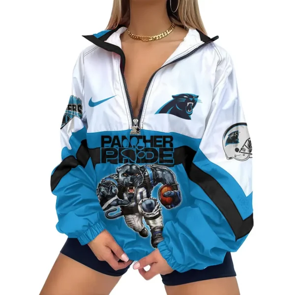 Carolina Panthers Premium Women's Printed V-Neck Zipper Sweatshirt Jackets New 2025 SPTWVNZS005 - Image 2