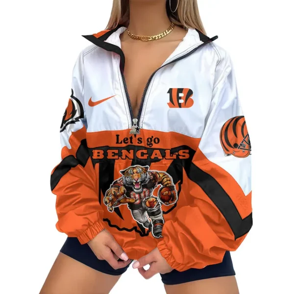 Cincinnati Bengals Premium Women's Printed V-Neck Zipper Sweatshirt Jackets New 2025 SPTWVNZS007 - Image 2
