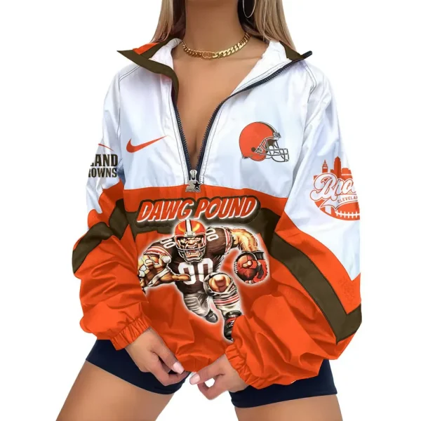 Cleveland Browns Premium Women's Printed V-Neck Zipper Sweatshirt Jackets New 2025 SPTWVNZS008 - Image 2