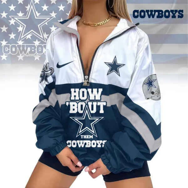 Dallas Cowboys Premium Women's Printed V-Neck Zipper Sweatshirt Jackets New 2025 SPTWVNZS009