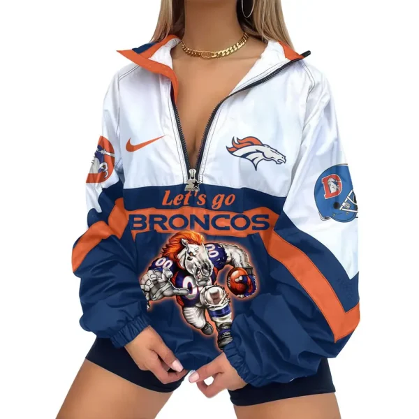 Denver Broncos Premium Women's Printed V-Neck Zipper Sweatshirt Jackets New 2025 SPTWVNZS010 - Image 2