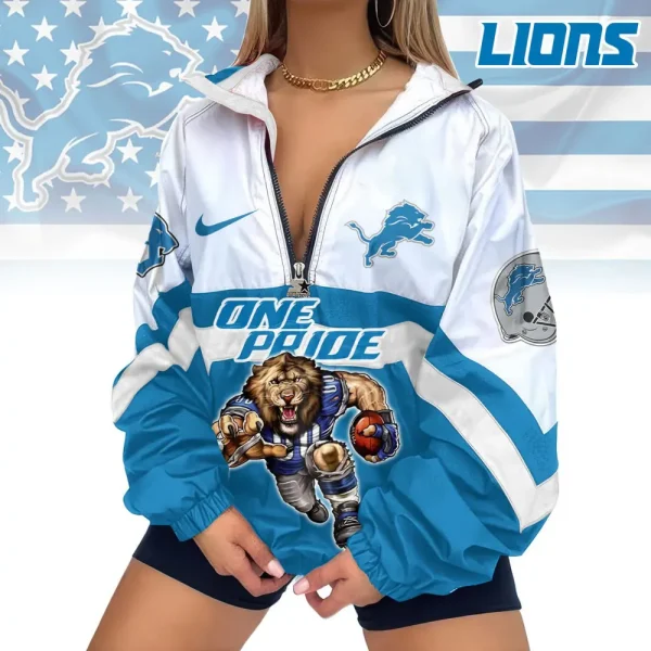 Detroit Lions Premium Women's Printed V-Neck Zipper Sweatshirt Jackets New 2025 SPTWVNZS011