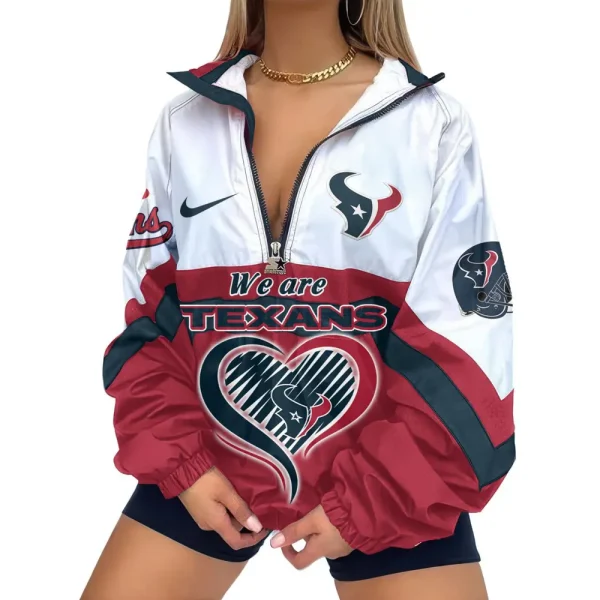 Houston Texans Premium Women's Printed V-Neck Zipper Sweatshirt Jackets New 2025 SPTWVNZS013 - Image 2