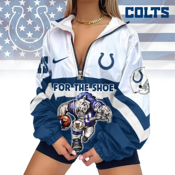 Indianapolis Colts Premium Women's Printed V-Neck Zipper Sweatshirt Jackets New 2025 SPTWVNZS014