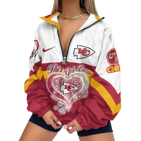 Kansas City Chiefs Premium Women's Printed V-Neck Zipper Sweatshirt Jackets New 2025 SPTWVNZS016 - Image 2