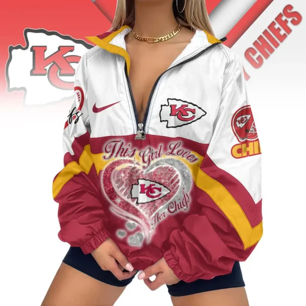 Kansas City Chiefs Premium Women's Printed V-Neck Zipper Sweatshirt Jackets New 2025 SPTWVNZS016