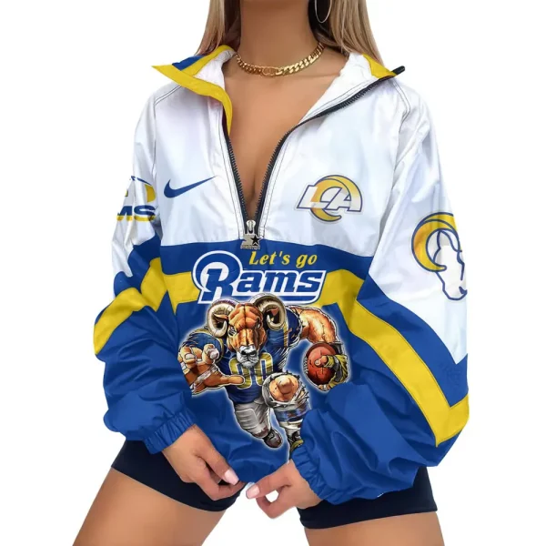 Los Angeles Rams Premium Women's Printed V-Neck Zipper Sweatshirt Jackets New 2025 SPTWVNZS019 - Image 2