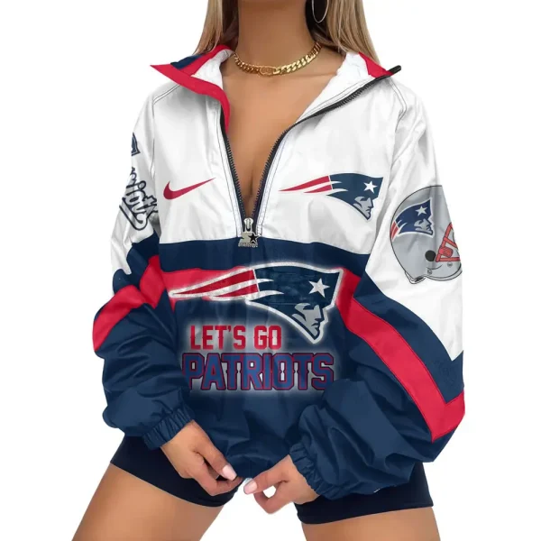 New England Patriots Premium Women's Printed V-Neck Zipper Sweatshirt Jackets New 2025 SPTWVNZS022 - Image 2