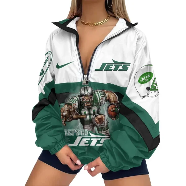New York Jets Premium Women's Printed V-Neck Zipper Sweatshirt Jackets New 2025 SPTWVNZS025 - Image 2