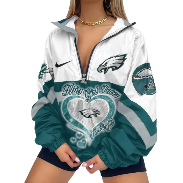 Philadelphia Eagles Premium Women's Printed V-Neck Zipper Sweatshirt Jackets New 2025 SPTWVNZS026 - Image 2