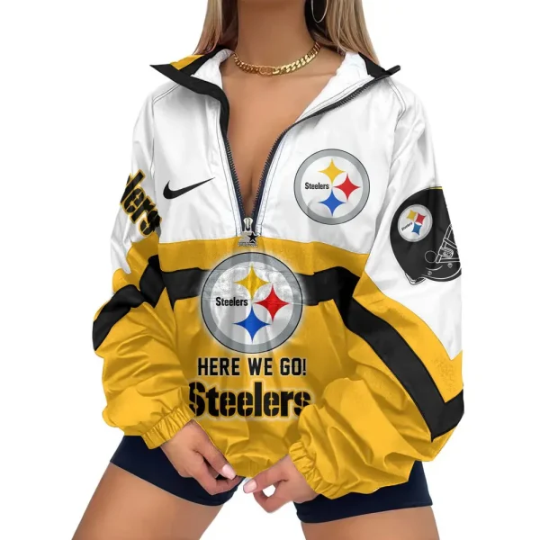 Pittsburgh Steelers Premium Women's Printed V-Neck Zipper Sweatshirt Jackets New 2025 SPTWVNZS027 - Image 2