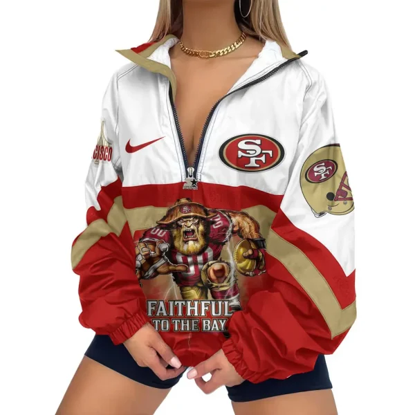 San Francisco 49ers Premium Women's Printed V-Neck Zipper Sweatshirt Jackets New 2025 SPTWVNZS028 - Image 2