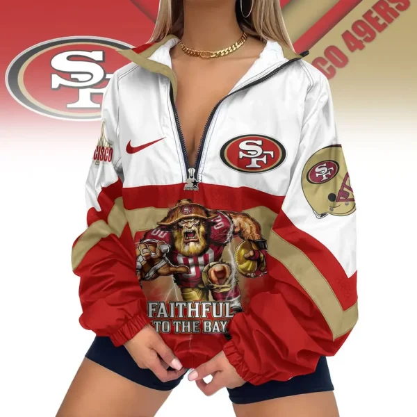 San Francisco 49ers Premium Women's Printed V-Neck Zipper Sweatshirt Jackets New 2025 SPTWVNZS028