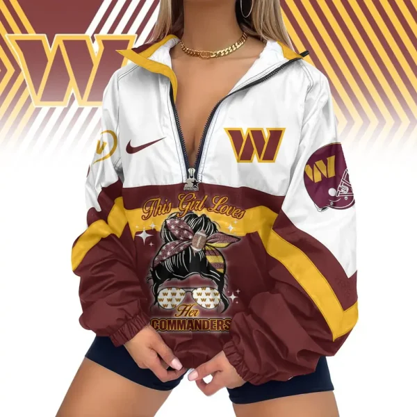 Washington Commanders Premium Women's Printed V-Neck Zipper Sweatshirt Jackets New 2025 SPTWVNZS032