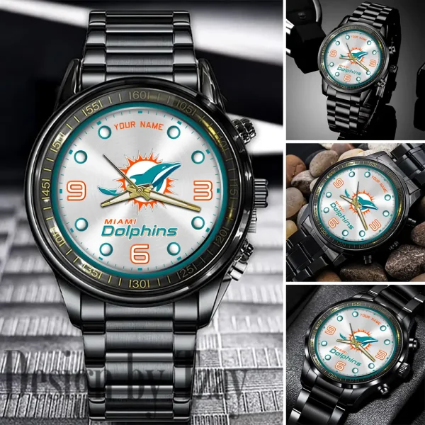 Miami Dolphins Fashion Stainless Steel Watch Gift For Fan SPTFSSWG021