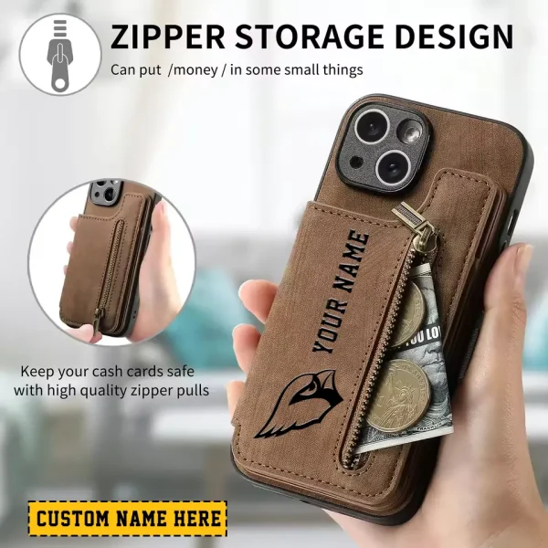 Arizona Cardinals Zipper Cards Solt Wallet Leather Case New 2025 SPTZCSWLC001 - Image 2
