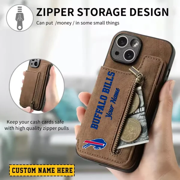 Buffalo Bills Zipper Cards Solt Wallet Leather Case New 2025 SPTZCSWLC036 - Image 2