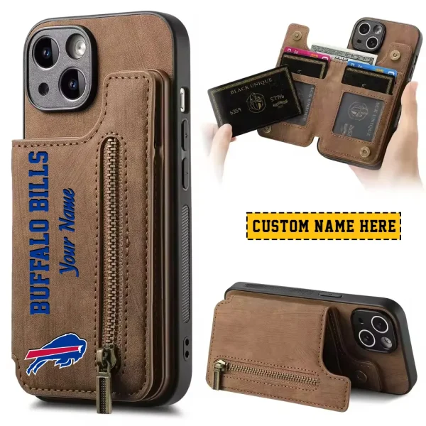 Buffalo Bills Zipper Cards Solt Wallet Leather Case New 2025 SPTZCSWLC036