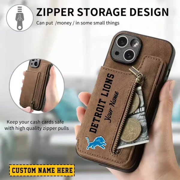 Detroit Lions Zipper Cards Solt Wallet Leather Case New 2025 SPTZCSWLC043 - Image 2
