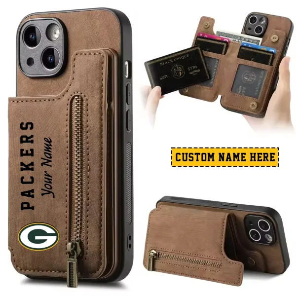 Green Bay Packers Zipper Cards Solt Wallet Leather Case New 2025 SPTZCSWLC044
