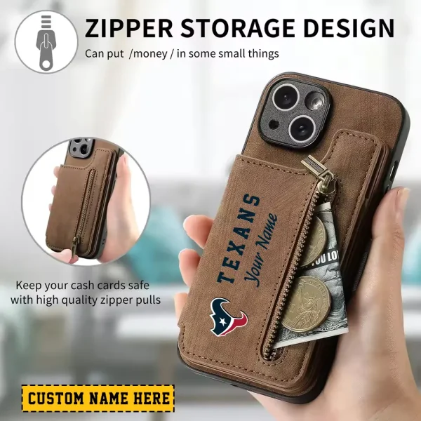 Houston Texans Zipper Cards Solt Wallet Leather Case New 2025 SPTZCSWLC045 - Image 2