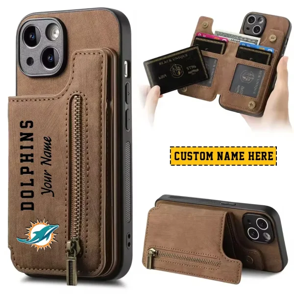 Miami Dolphins Zipper Cards Solt Wallet Leather Case New 2025 SPTZCSWLC052