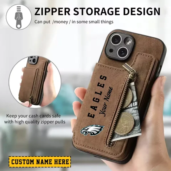 Philadelphia Eagles Zipper Cards Solt Wallet Leather Case New 2025 SPTZCSWLC058 - Image 2
