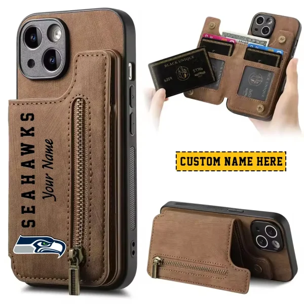 Seattle Seahawks Zipper Cards Solt Wallet Leather Case New 2025 SPTZCSWLC061