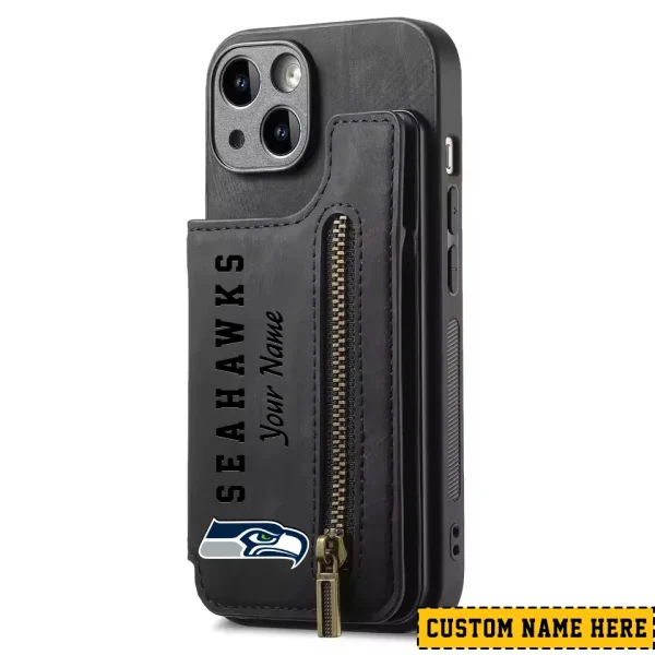 Seattle Seahawks Zipper Cards Solt Wallet Leather Case New 2025 SPTZCSWLC061