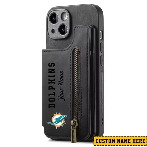 Miami Dolphins Zipper Cards Solt Wallet Leather Case New 2025 SPTZCSWLC052