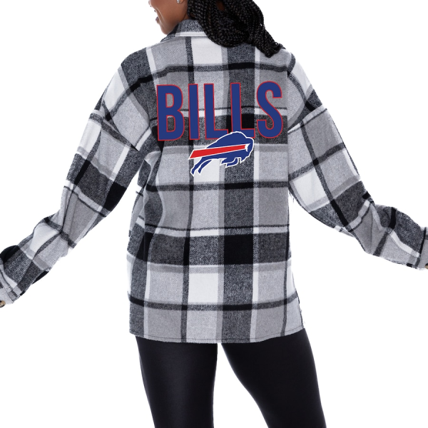 Buffalo Bills Women Plaid Button-Up Overshirt SPTWPBU001