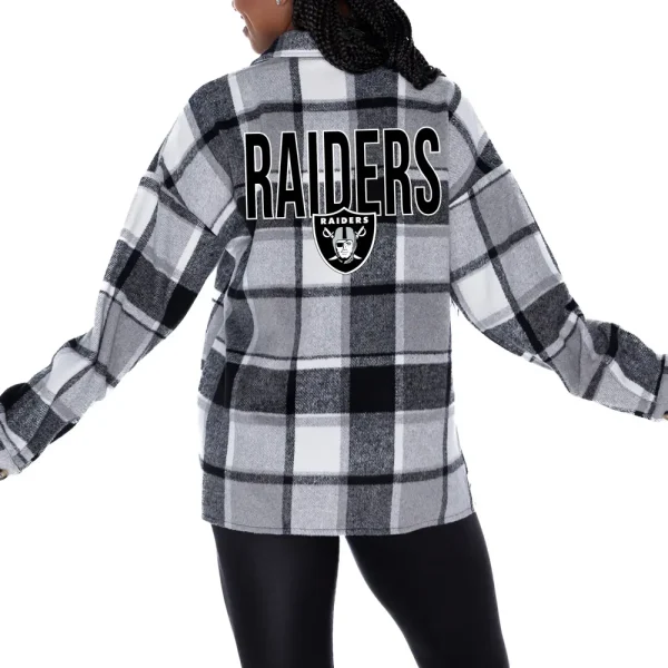 Las Vegas Raiders Women Plaid Button-Up Overshirt SPTWPBU002