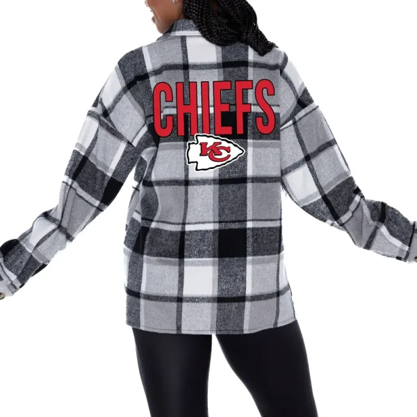 Kansas City Chiefs Women Plaid Button-Up Overshirt SPTWPBU004