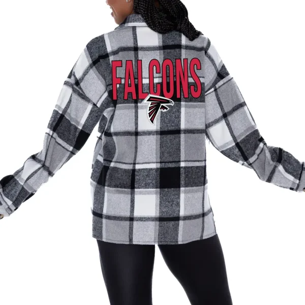 Atlanta Falcons Women Plaid Button-Up Overshirt SPTWPBU010
