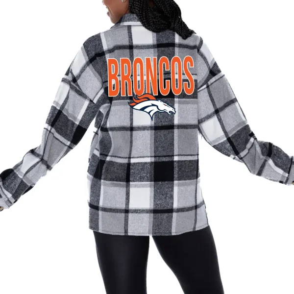 Denver Broncos Women Plaid Button-Up Overshirt SPTWPBU011