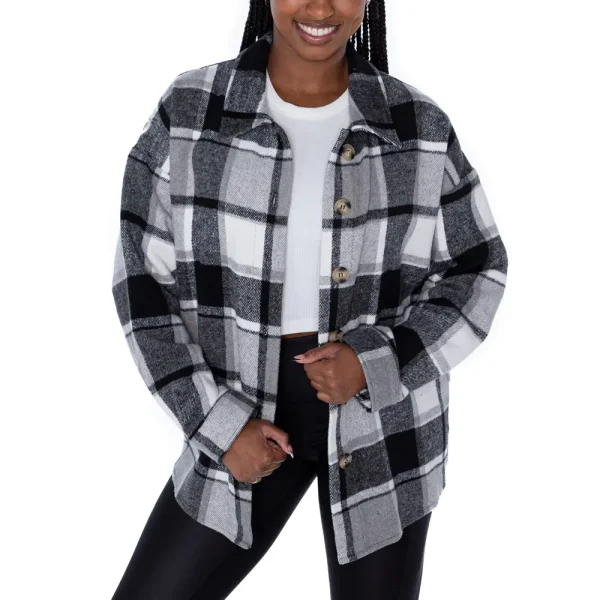 Philadelphia Eagles Women Plaid Button-Up Overshirt SPTWPBU013 - Image 2