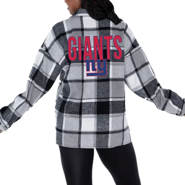 New York Giants Women Plaid Button-Up Overshirt SPTWPBU014