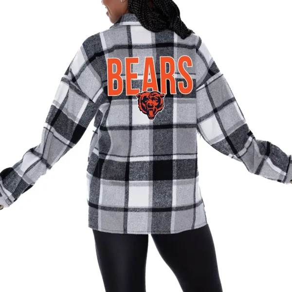 Chicago Bears Women Plaid Button-Up Overshirt SPTWPBU015