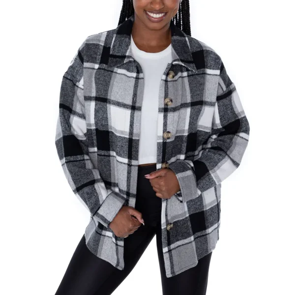 New Orleans Saints Women Plaid Button-Up Overshirt SPTWPBU016 - Image 2