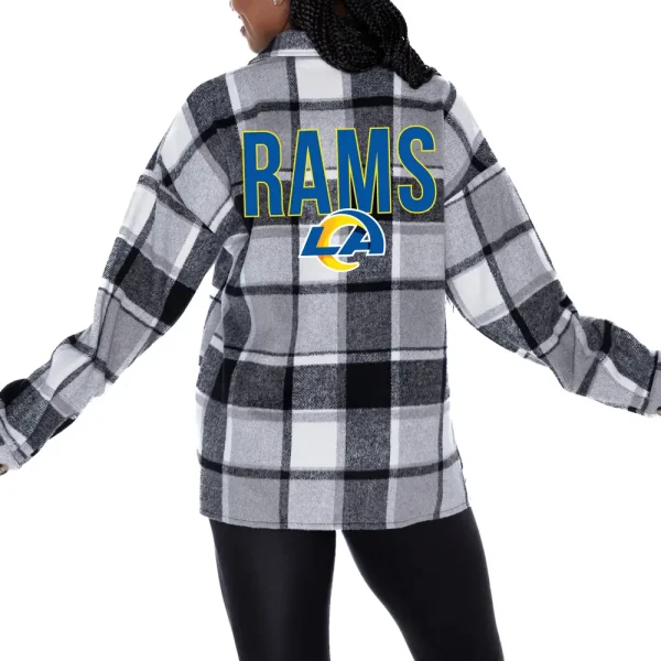 Los Angeles Rams Women Plaid Button-Up Overshirt SPTWPBU018